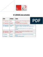 8 GRADE Test Schedule: Date Subject Topic