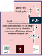 Attestation de Participation: (JIFFS), Première Édition Du