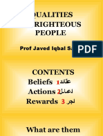 Qualities of Righteous People: Prof Javed Iqbal Saani