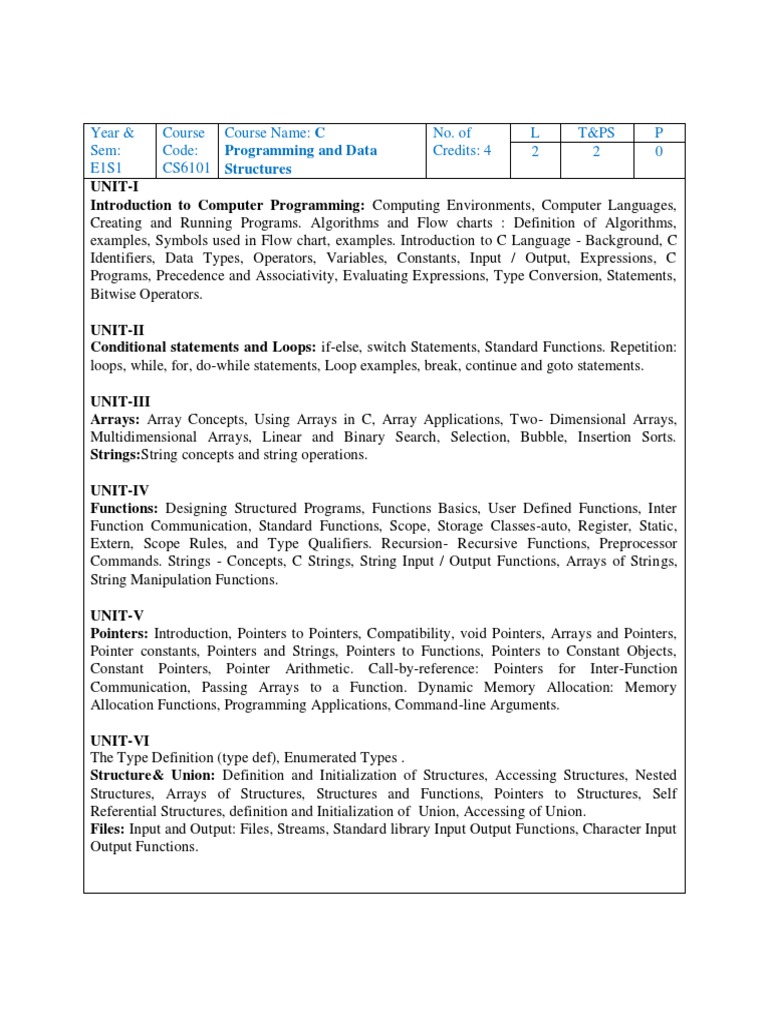 CS6101: C Programming Overview | PDF