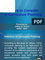 3. Factors to Consider in Curriculum Planning