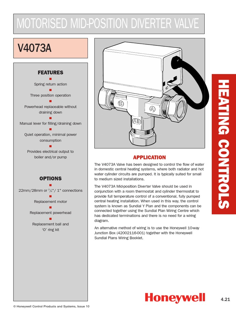 Motorised Mid-Position Diverter Valve: Features | PDF | Thermostat | Valve