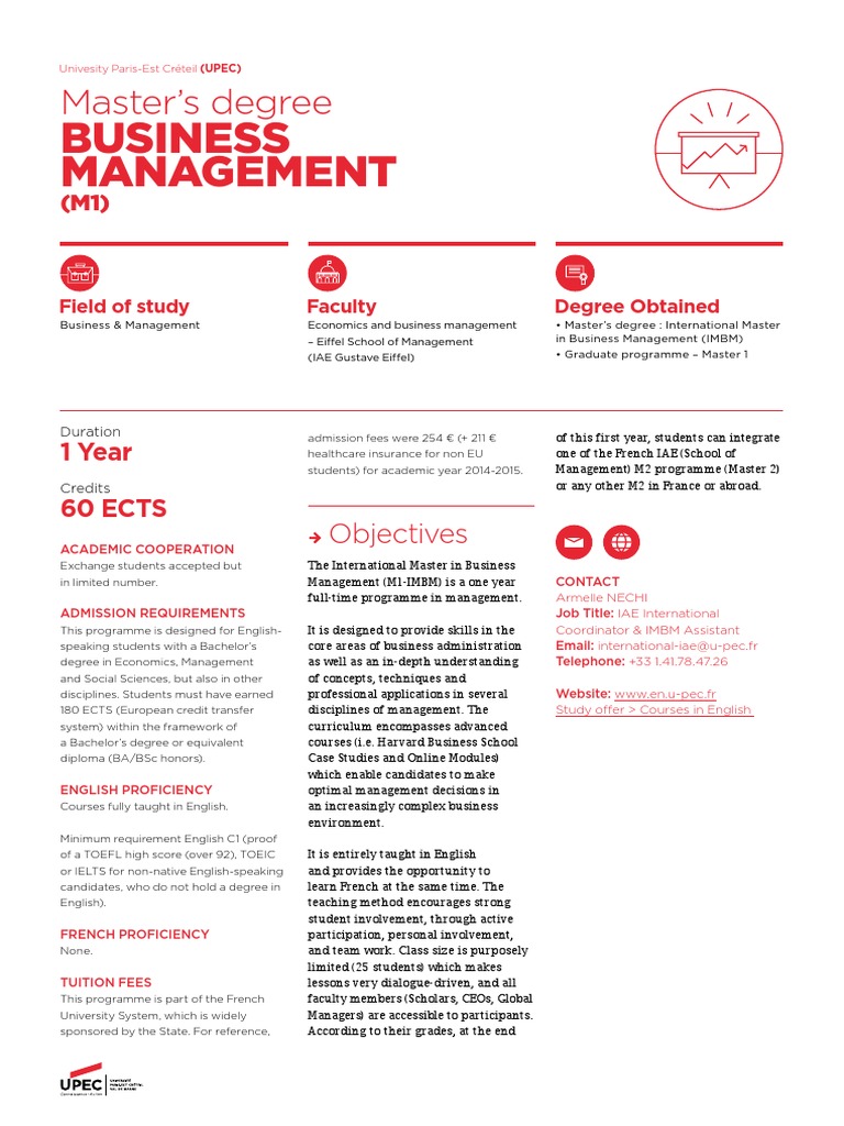 Master's Degree Business Management PDF Academic Degree Master's