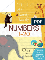 Math Worksheets Tracing Numbers 1 - 20 PDF
