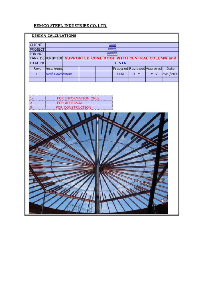 Steel Tank Design Calculations API 650 | PDF | Bending | Beam (Structure)