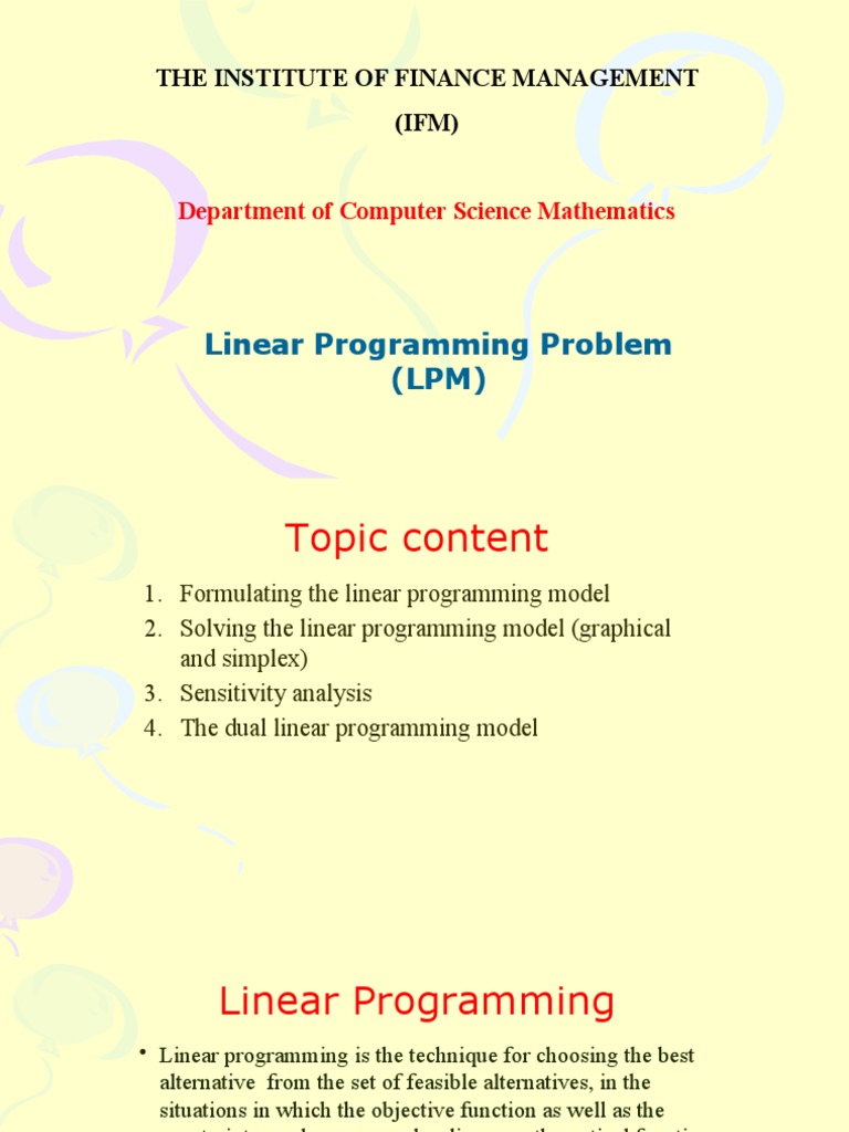 Linear Programming Model | PDF | Linear Programming | Mathematical ...