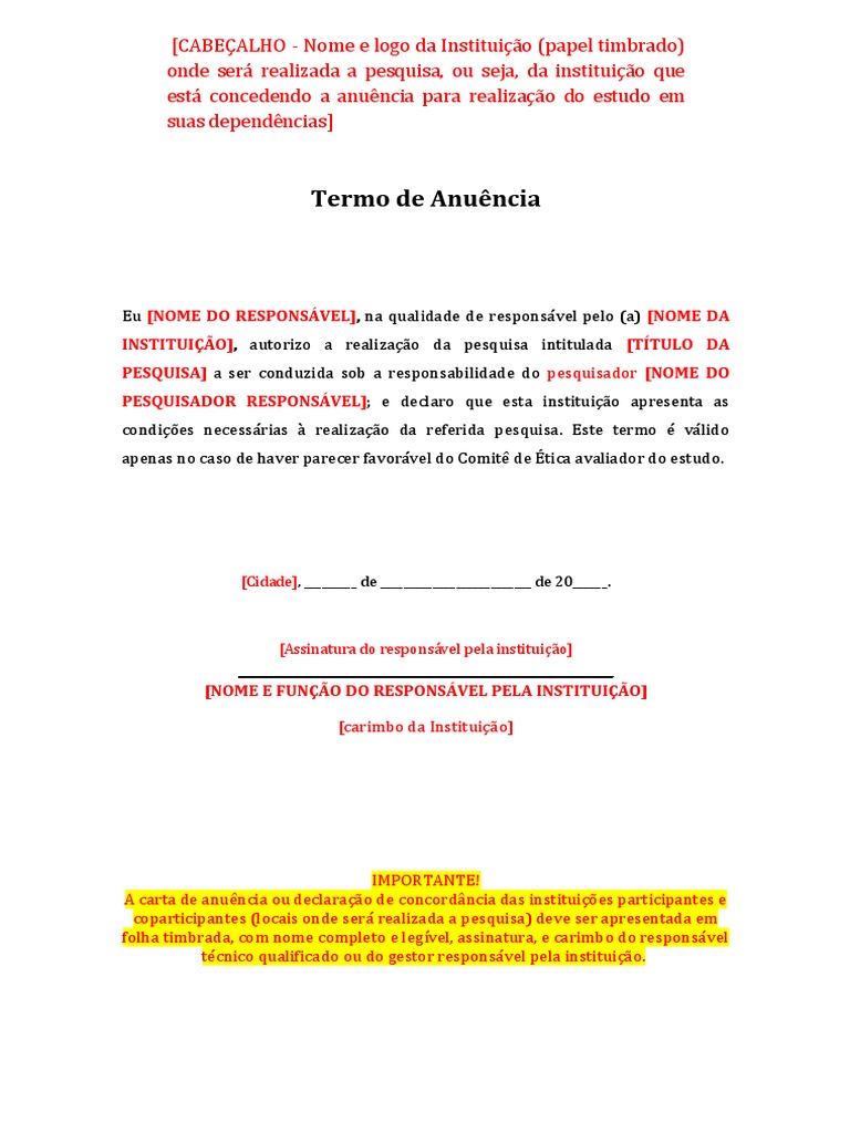 Modelo Termo de Anuencia | PDF