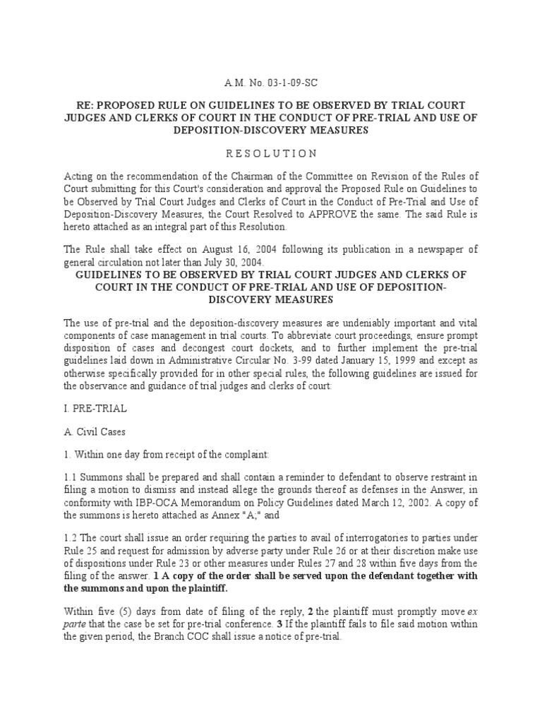 Parte That The Case Be Set For PreTrial Conference. 3 If The Plaintiff