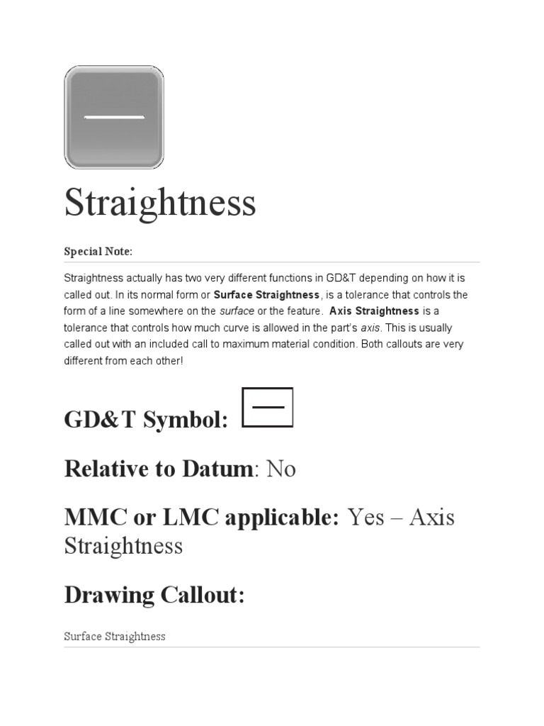 Straightness GD&T Symbol Relative To Datum MMC or LMC Applicable