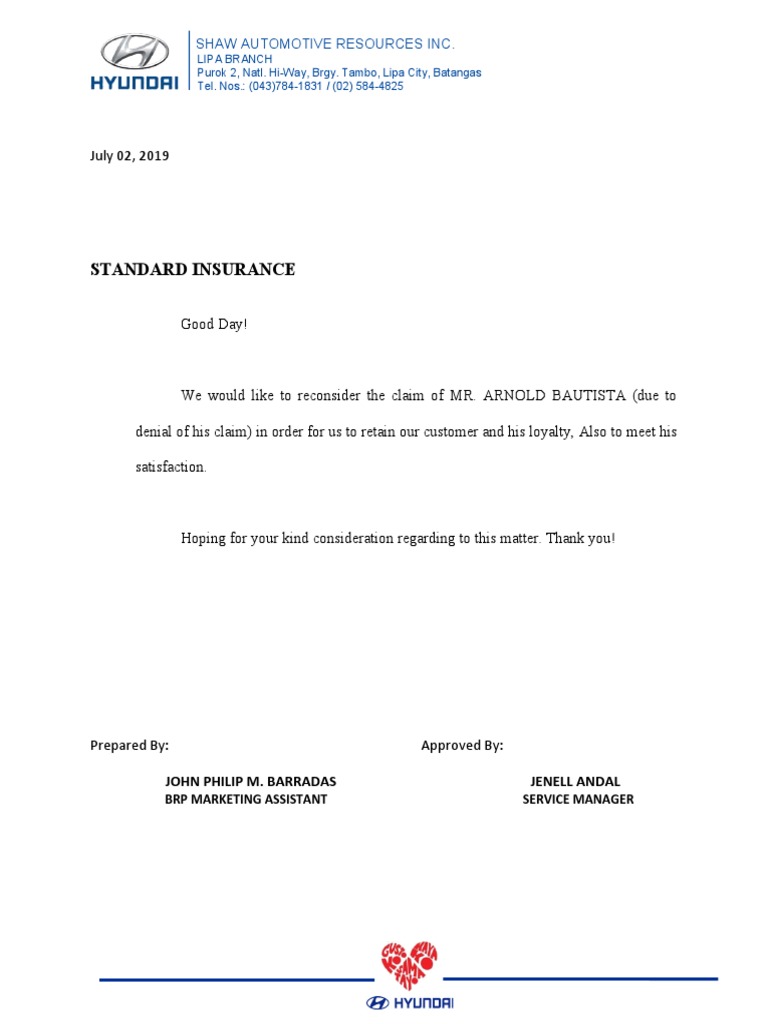 Standard Insurance Shaw Automotive Resources Inc PDF