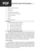 Unit 1: Introduction To Object-Oriented Programming: Structure of The Unit