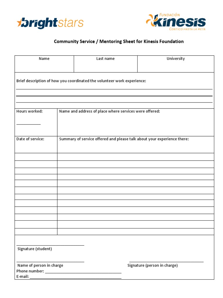 Kinesis Foundation Volunteer Sheet | PDF | Career & Growth
