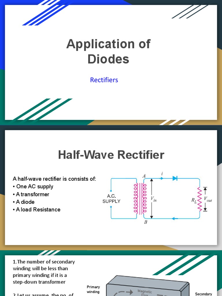 Application of Diodes Rectifiers PDF Rectifier Diode