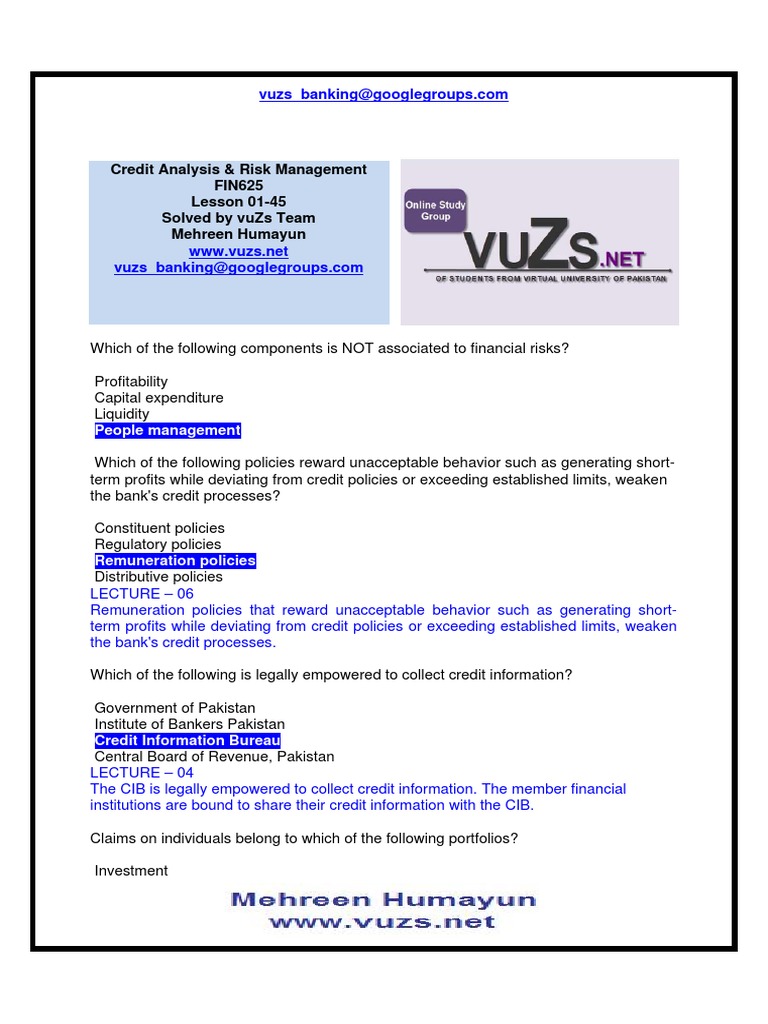Credit Analysis & Risk Management Guide | PDF | Credit | Finance ...