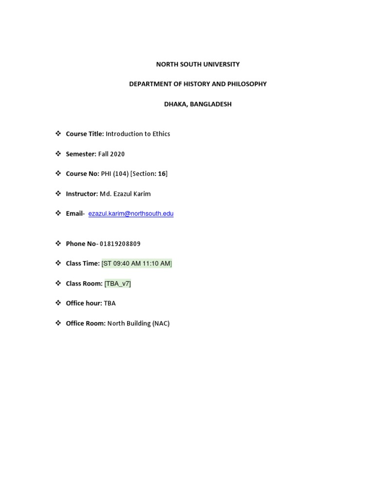 Introduction to Ethics Course Overview | PDF | Virtue Ethics ...