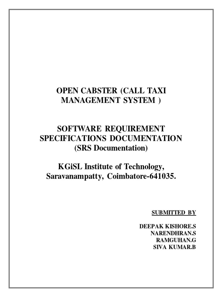 Open Cabster: Call Taxi Management SRS | PDF | World Wide Web ...