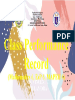 Class Performance Record: (Mathematics 6, Esp 6, Mapeh 6)