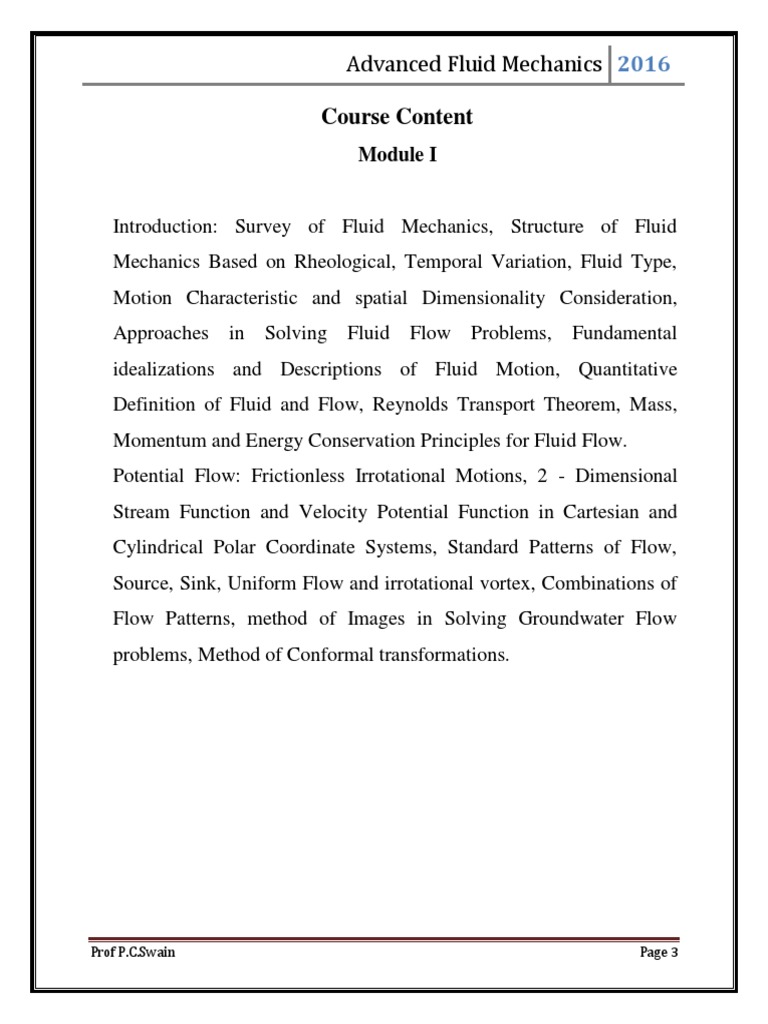 Advanced Fluid Mechanics Overview | PDF | Buoyancy | Fluid Dynamics