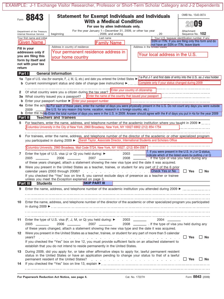 Form 8843 For Scholars | PDF | Government | Social Institutions