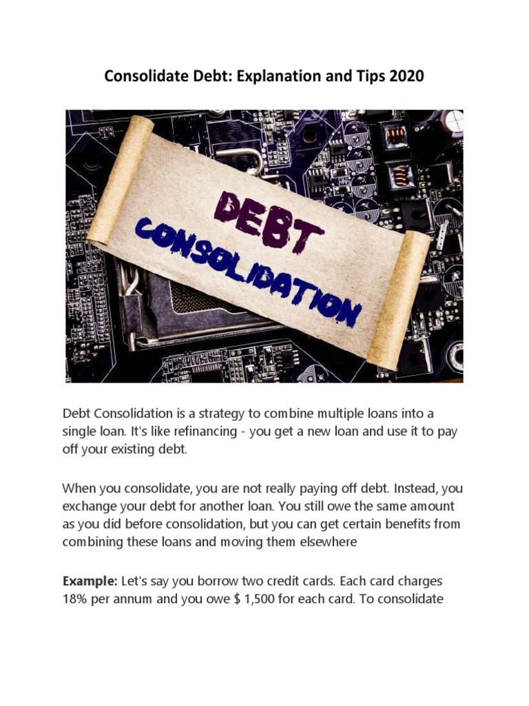 Debt Consolidation Tips | PDF | Loans | Credit