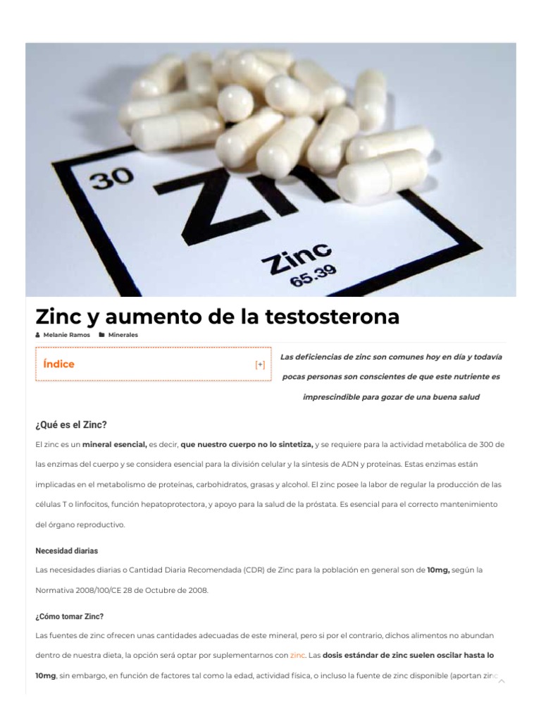 Zinc y su impacto en la testosterona | PDF | Testosterona | Zinc