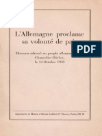 Hitler Adolf - L'Allemagne Proclame Sa Volonté de Paix