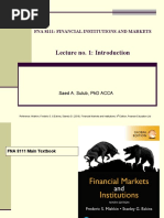 Lecture No. 1: Introduction: Fna 8111: Financial Institutions and Markets