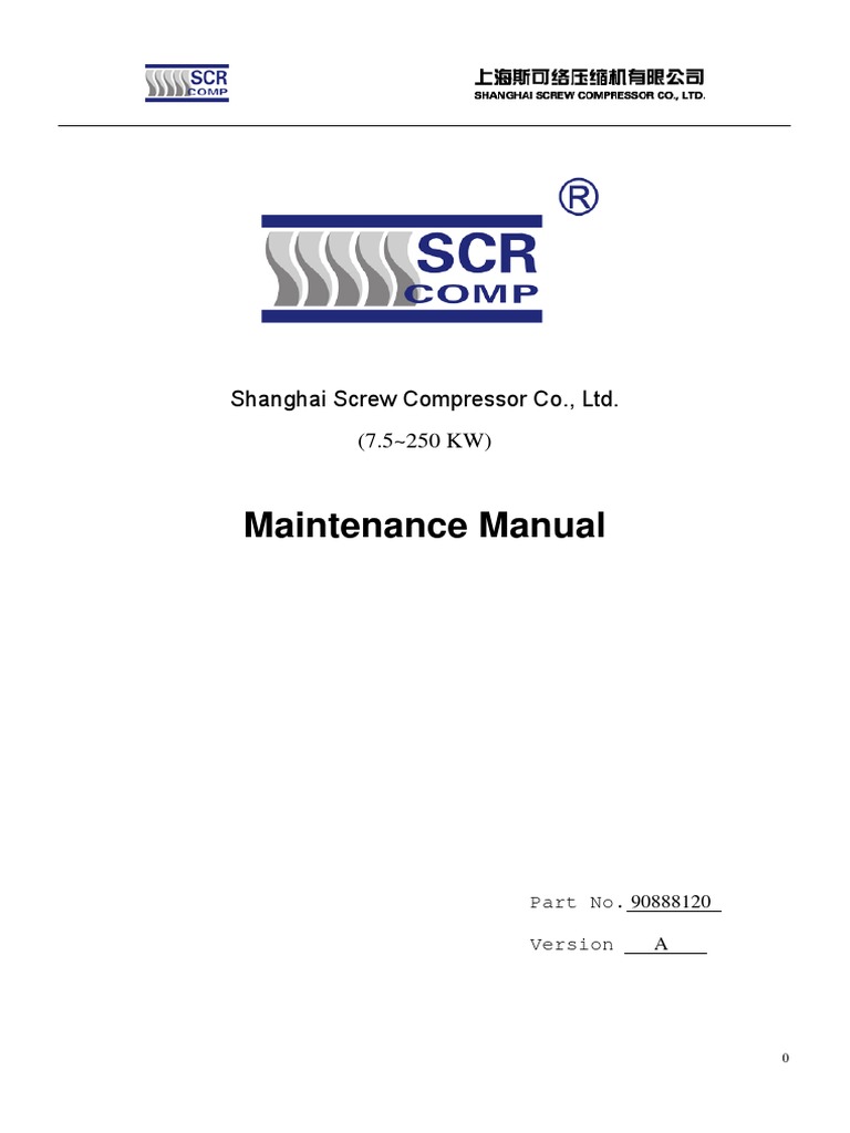 Shanghai Screw Compressor Maintenance Manual | PDF | Valve | Lubricant
