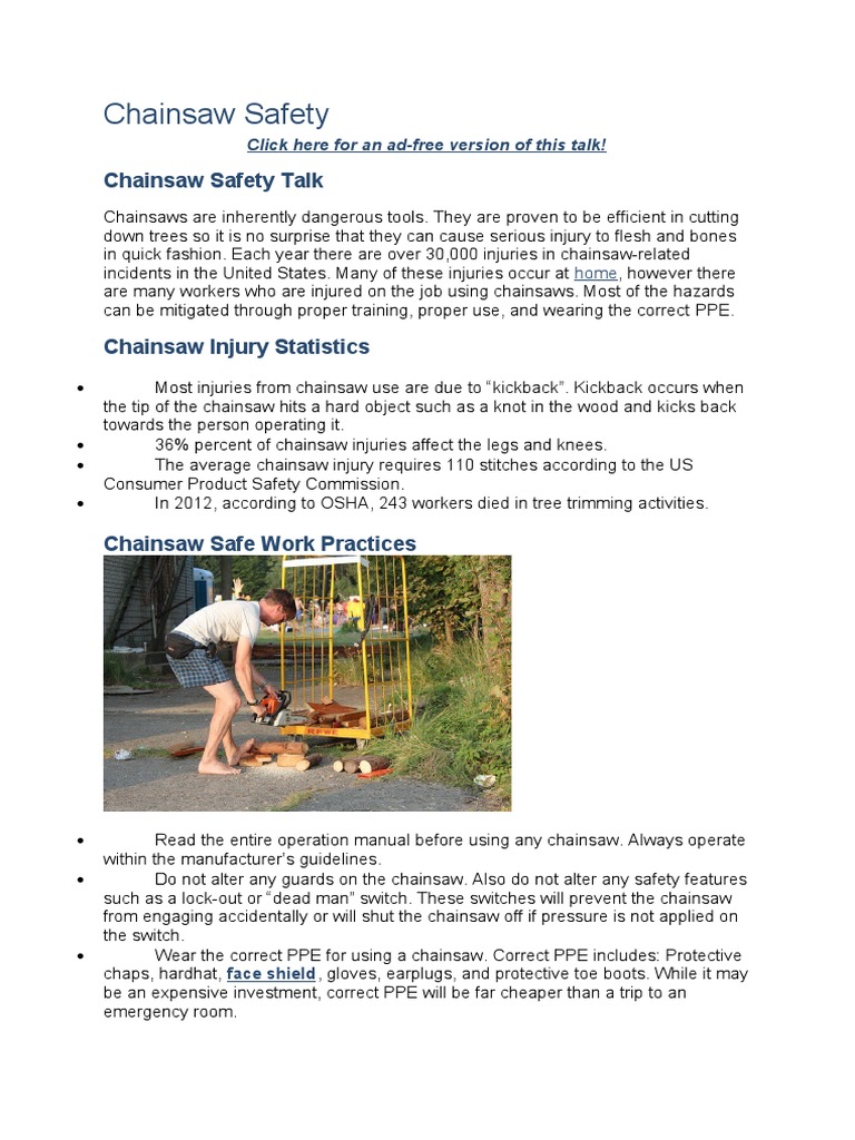 Chain Saw Safety | PDF