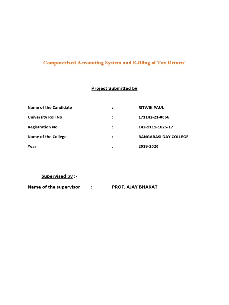 Computerized Accounting System and E-Filing of Tax Return': Project ...