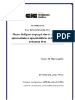 Efectos Biológicos de Plaguicidas en Cuerpos de Agua Asociados A Agroecosistemas de La Provincia de Buenos Aires