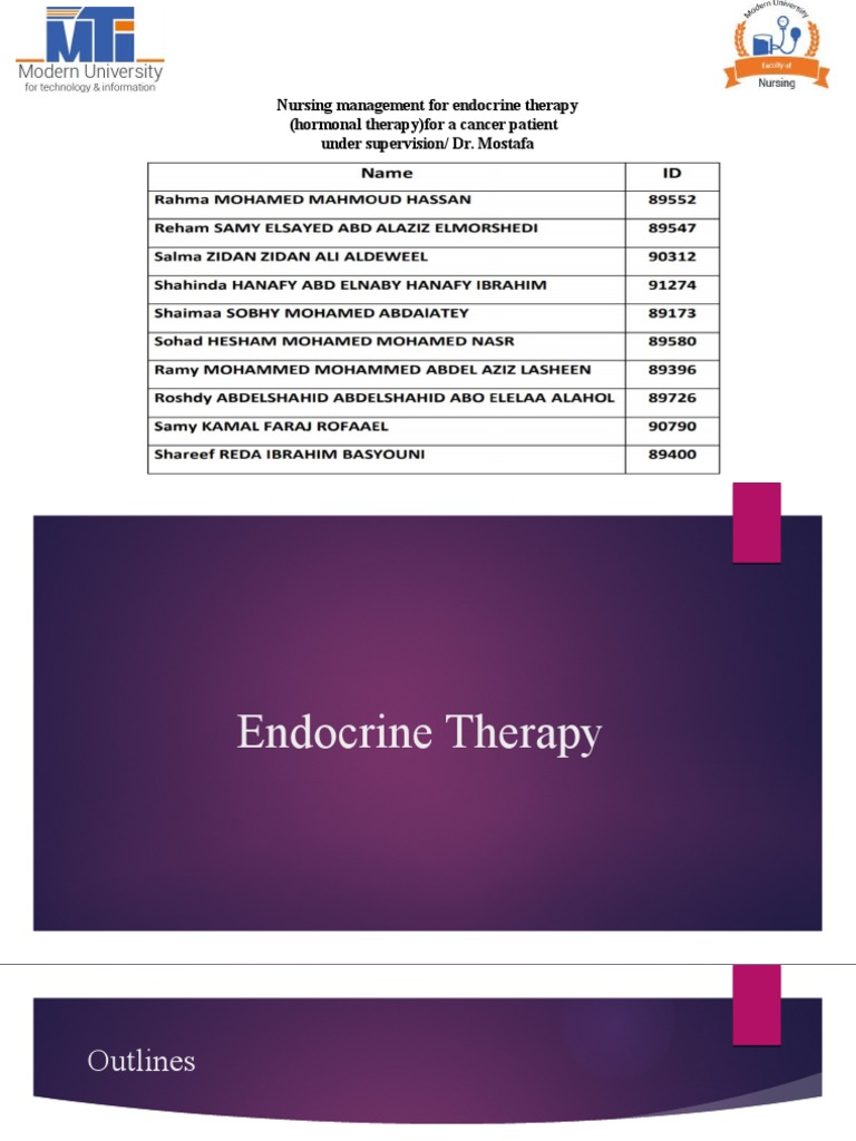 Nursing Management of Endocrine Therapy | PDF | Cancer | Breast Cancer