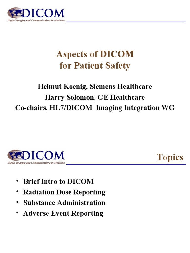 DICOM For Patient Safety | PDF | Medical Imaging | Health Care