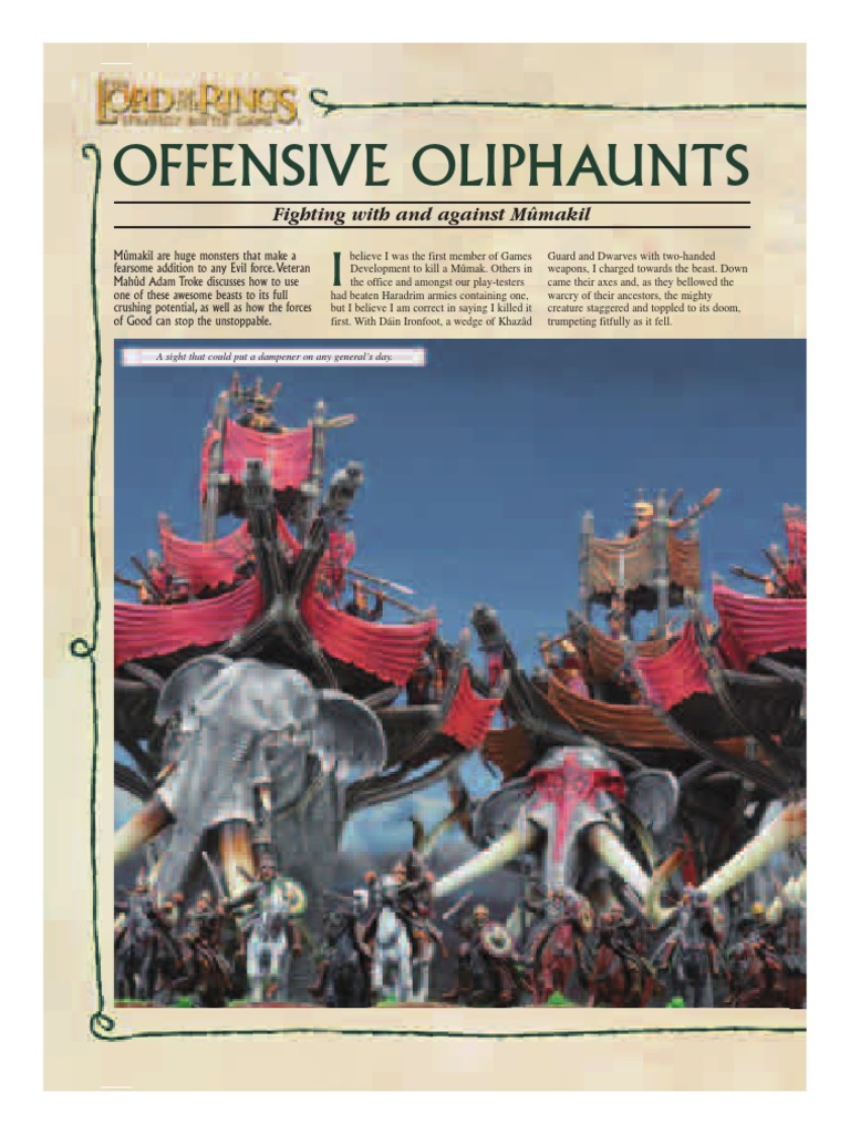 Offensive Oliphaunts: Fighting With and Against Mûmakil | PDF | Weaponry