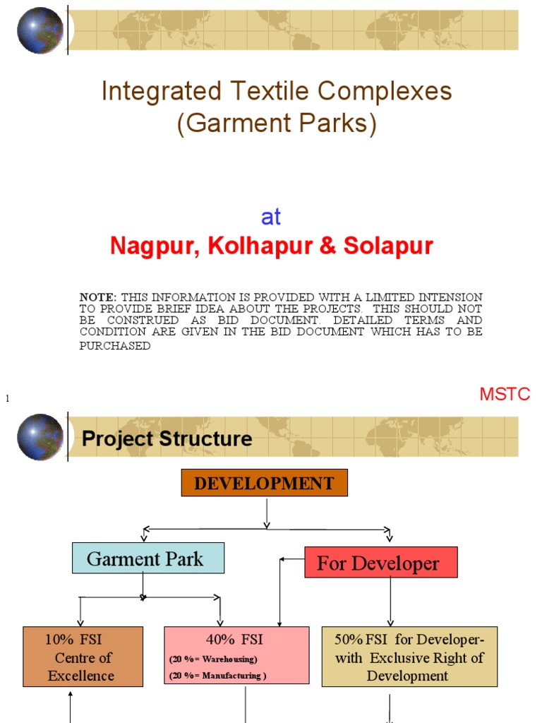 Integrated Textile Complexes (Garment Parks) : Nagpur, Kolhapur ...