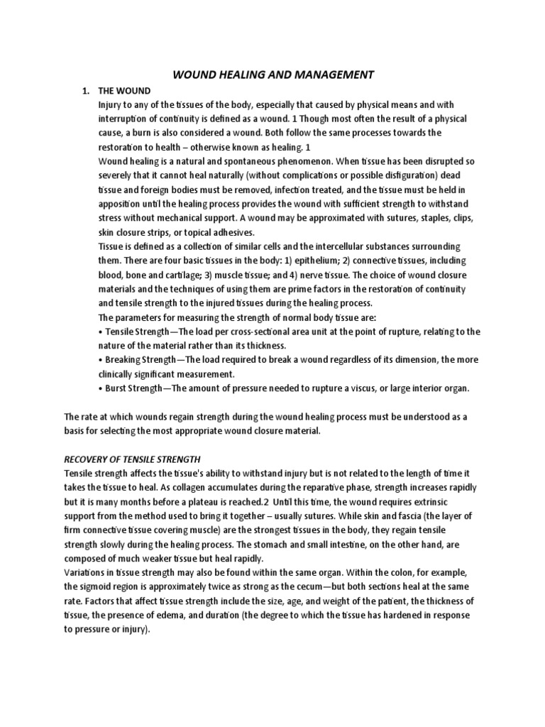 Chap 1 WOUND HEALING AND MANAGEMENT | PDF | Wound Healing | Surgery