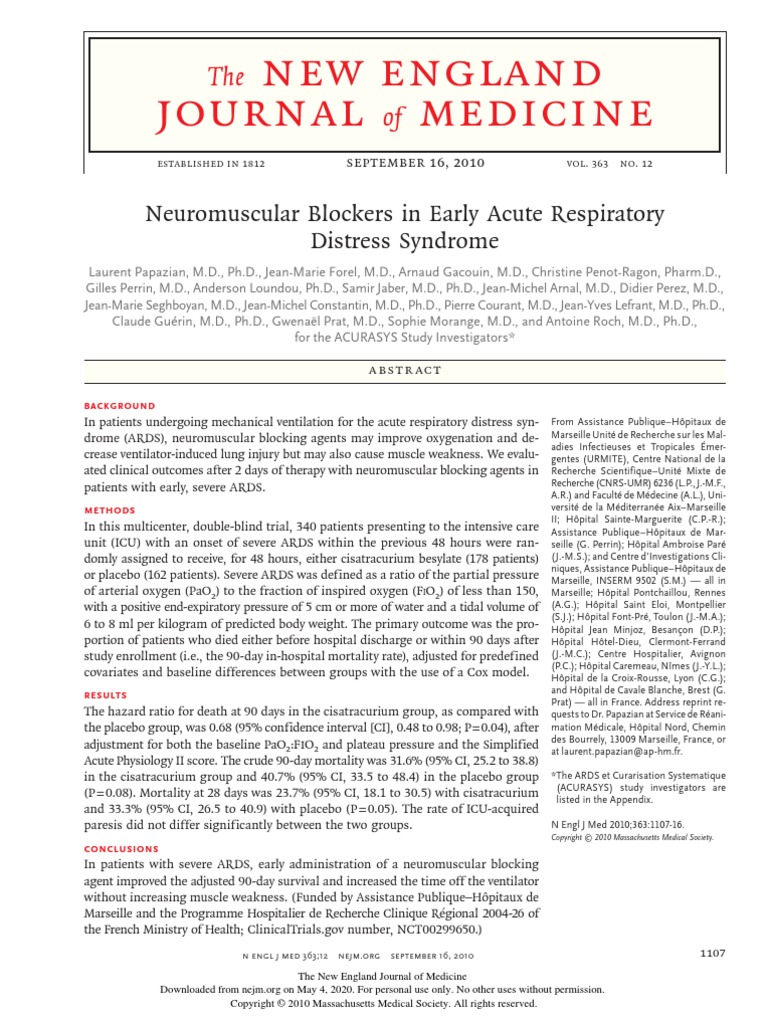 New England Journal Medicine: The of | PDF | Intensive Care Unit ...