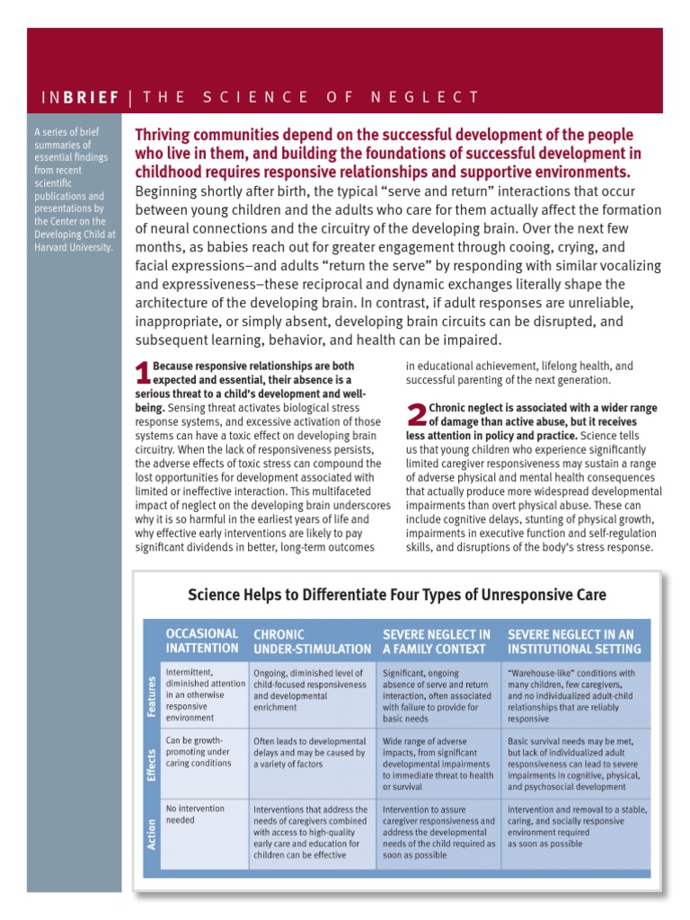 Inbrief The Science Of Neglect 3 Pdf Pdf Child Neglect Child Abuse