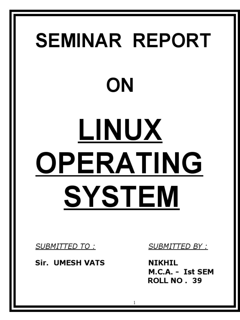 Seminar Report on Linux OS | PDF | Kernel (Operating System) | Thread ...