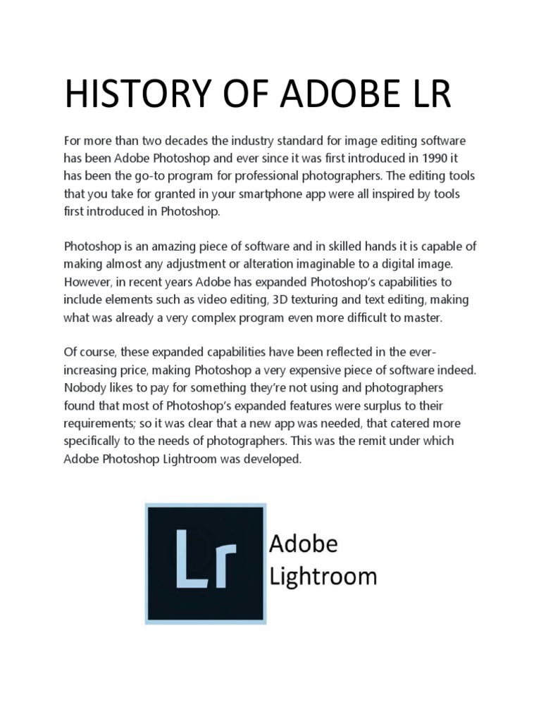 History of Adobe Lightroom Development | PDF
