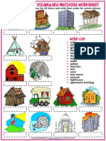 Types of Houses Vocabulary Esl Matching Exercise Worksheet For Kids