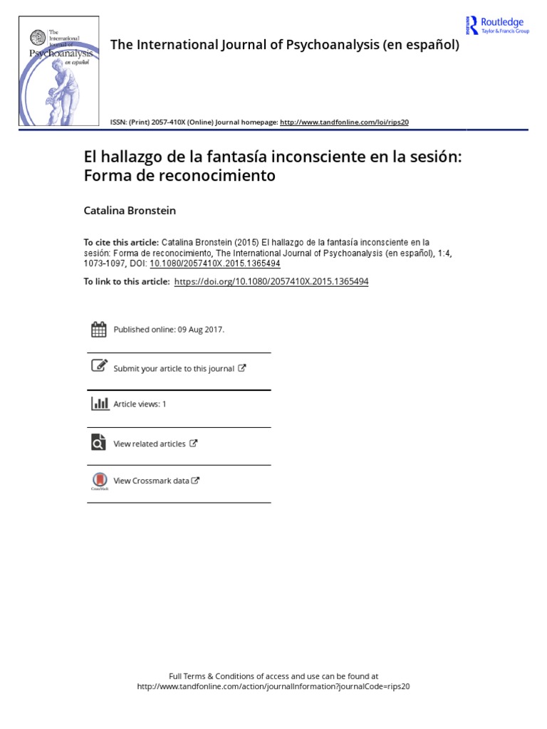 El Hallazgo de La Fantasia Inconsciente en La Sesión | PDF | Mente ...