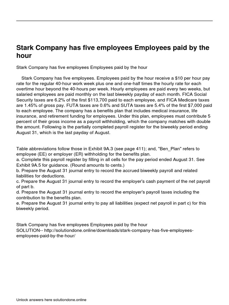 Stark Company Payroll Management Guide | PDF | Career & Growth ...