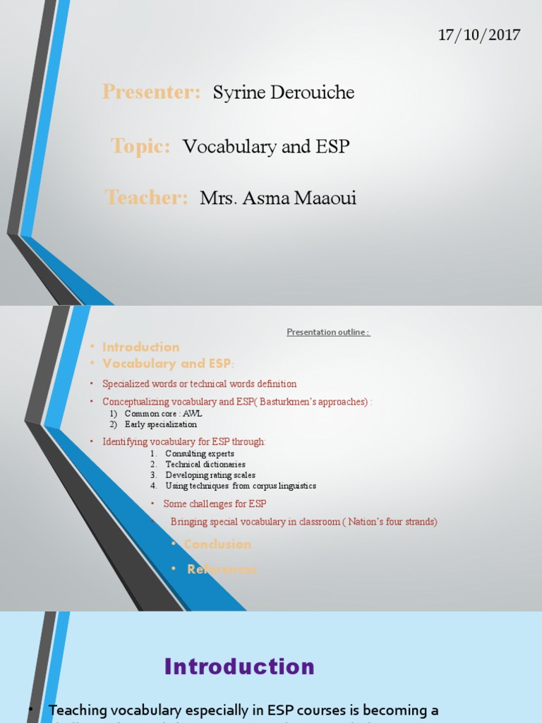 Vocab and ESP | PDF | Vocabulary | Word