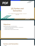 Topic 2 - Syntax and Semantics Lecture Notes