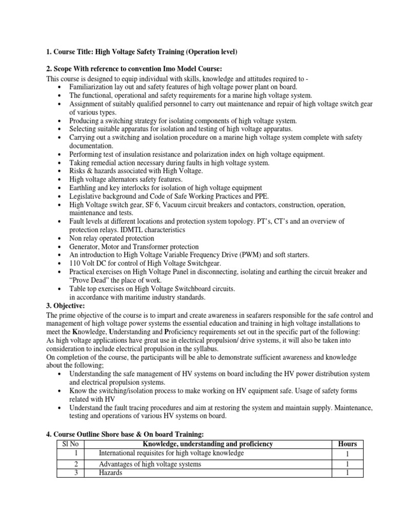 High Voltage Safety Training (Operation Level) PDF High Voltage