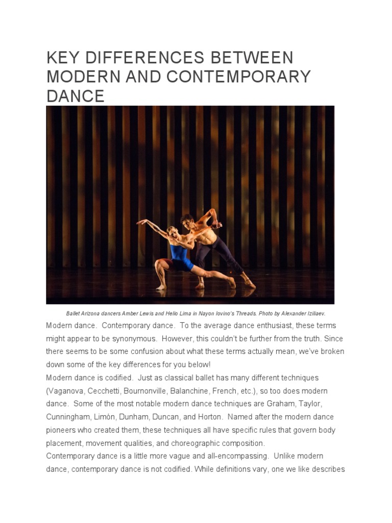 Key Differences Between Modern And Contemporary Dance Pdf Ballet