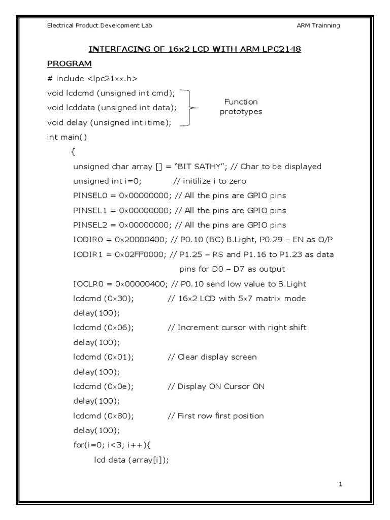 LCD Interfacing with LPC2148 Guide | PDF | Digital Technology ...