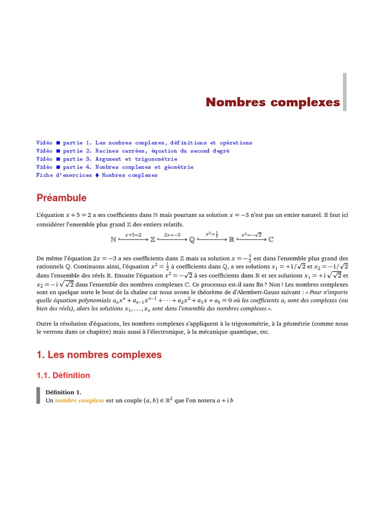 CH Complexes PDF | PDF | Nombre complexe | Équation du second degré