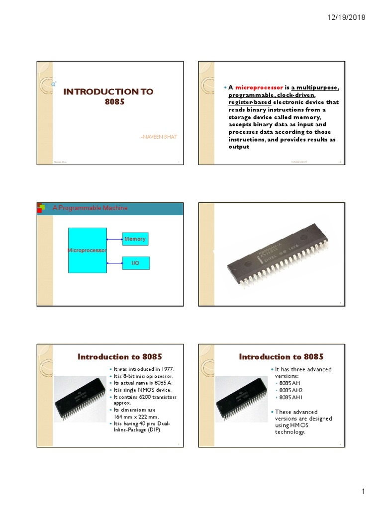 Introduction To Introduction To 8085 8085: Microprocessor | PDF | Input ...